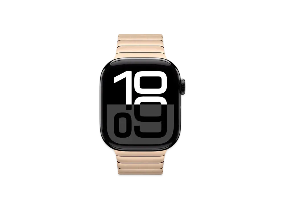 Apple Watch Series 10 GPS Model Jet Black Aluminiumcase Stainless Steel Link Bracelet "Gold"