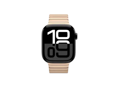 Apple Watch Series 10 GPS Model Jet Black Aluminiumcase Stainless Steel Link Bracelet "Gold"