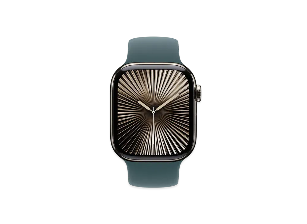 Apple Watch Series 10 GPS + Cellular Model Natural Titaniumcase Rubber Solo Loop "Lake Green"