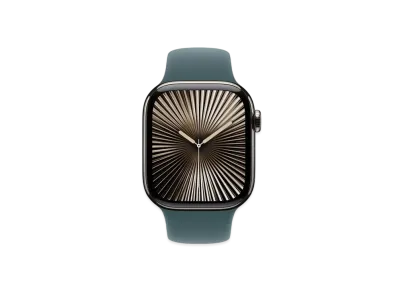 Apple Watch Series 10 GPS + Cellular Model Natural Titaniumcase Rubber Sportsband "Lake Green"