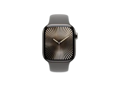 Apple Watch Series 10 GPS + Cellular Model Natural Titaniumcase Rubber Sportsband "Stone Gray"