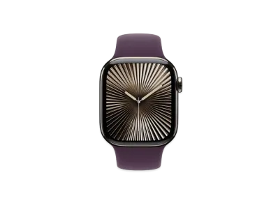 Apple Watch Series 10 GPS + Cellular Model Natural Titaniumcase Rubber Sportsband "Plum"