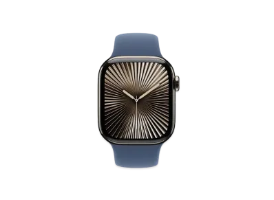 Apple Watch Series 10 GPS + Cellular Model Natural Titaniumcase Rubber Sportsband "Denim"