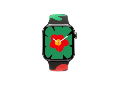 Apple Watch Series 10 GPS + Cellular Model Natural Titaniumcase Rubber Sportsband "Black Unity/Unity Bloom"