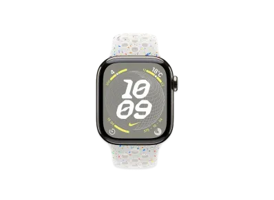Apple Watch Series 10 GPS + Cellular Model Natural Titaniumcase Rubber Nike Sportsband "Pure Platinum"
