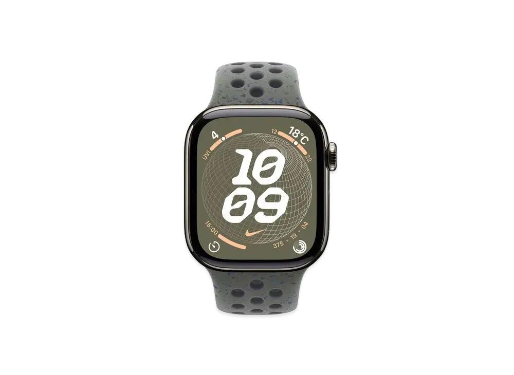Apple Watch Series 10 GPS + Cellular Model Natural Titaniumcase Rubber Nike Sportsband "Cargo Khaki"