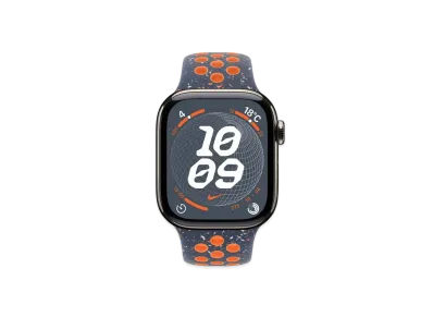 Apple Watch Series 10 GPS + Cellular Model Natural Titaniumcase Rubber Nike Sportsband "Blue Frame"