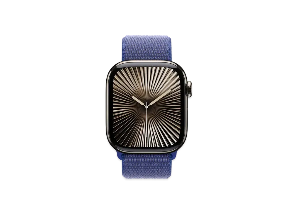 Apple Watch Series 10 GPS + Cellular Model Natural Titaniumcase Textile Sports Loop "Ultramarine"