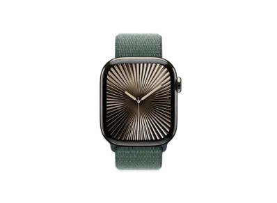Apple Watch Series 10 GPS + Cellular Model Natural Titaniumcase Textile Sports Loop "Lake Green"