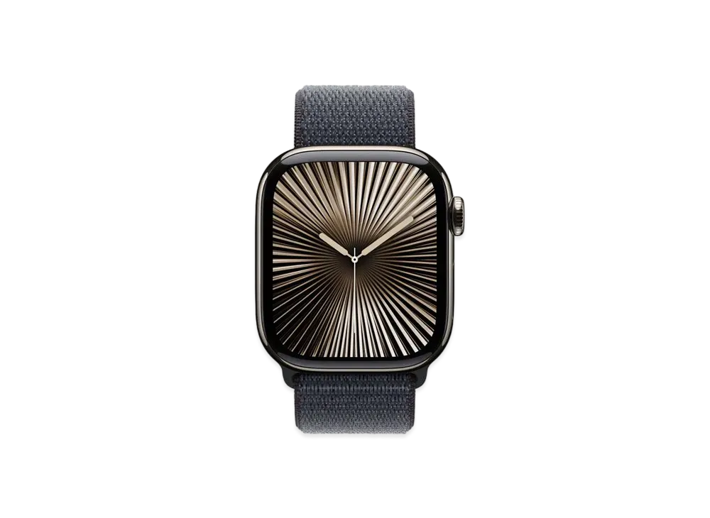 Apple Watch Series 10 GPS + Cellular Model Natural Titaniumcase Textile Sports Loop "Ink"