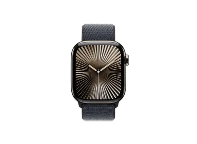 Apple Watch Series 10 GPS + Cellular Model Natural Titaniumcase Textile Sports Loop "Ink"