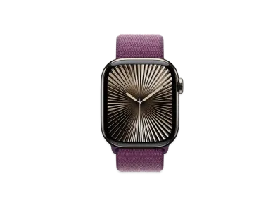 Apple Watch Series 10 GPS + Cellular Model Natural Titaniumcase Textile Sports Loop "Plum"