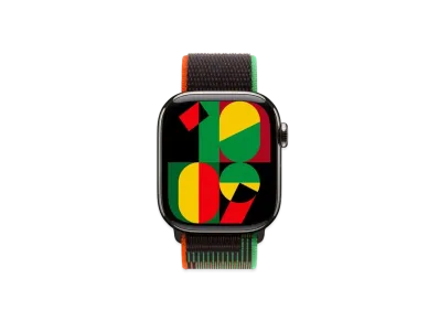 Apple Watch Series 10 GPS + Cellular Model Natural Titaniumcase Textile Sports Loop "Black Unity"