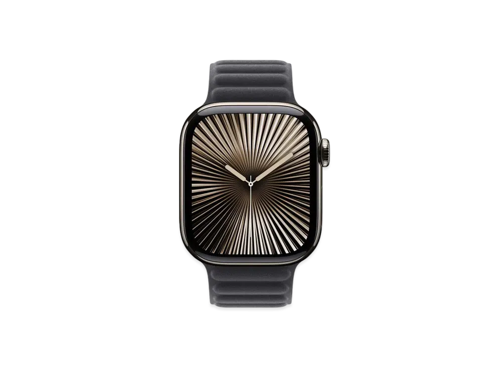 Apple Watch Series 10 GPS + Cellular Model Natural Titaniumcase Textile Magnetic Link "Black"