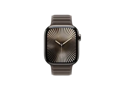 Apple Watch Series 10 GPS + Cellular Model Natural Titaniumcase Textile Magnetic Link "Dark Taupe"