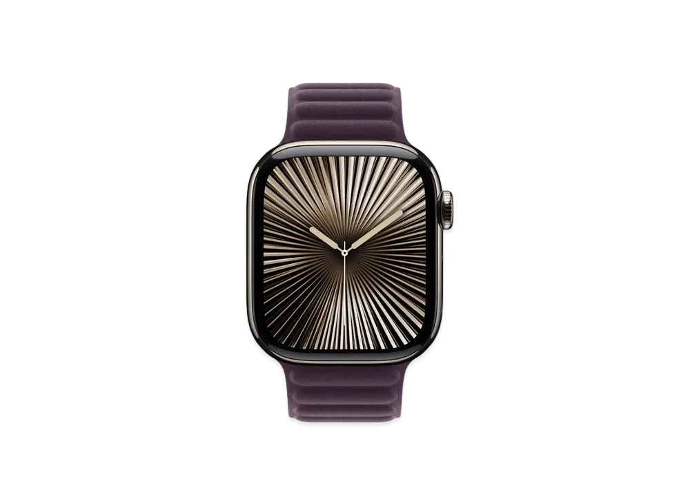 Apple Watch Series 10 GPS + Cellular Model Natural Titaniumcase Textile Magnetic Link "Blackberry"