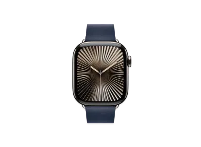 Apple Watch Series 10 GPS + Cellular Model Natural Titaniumcase Textile Modern Buckle "Deep Blue"