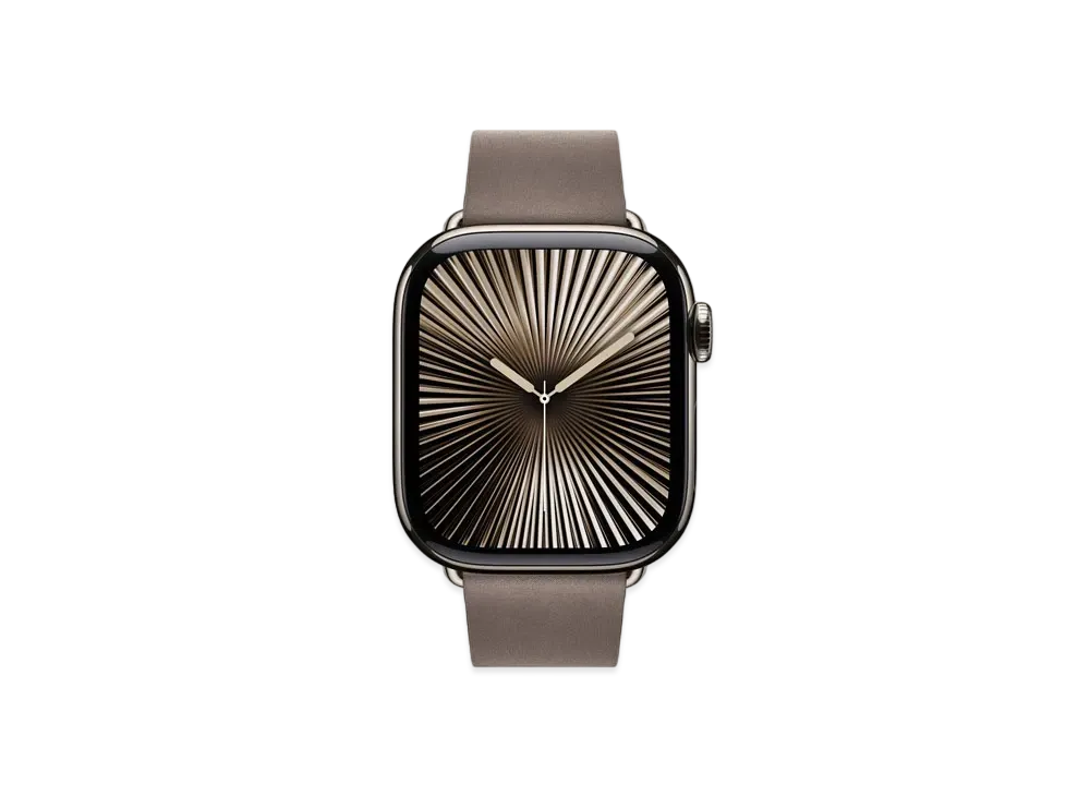 Apple Watch Series 10 GPS + Cellular Model Natural Titaniumcase Textile Modern Buckle "Dark Taupe"
