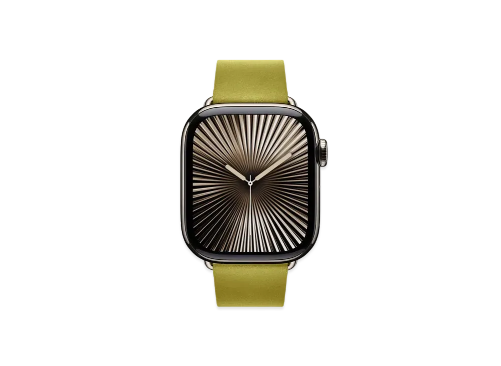 Apple Watch Series 10 GPS + Cellular Model Natural Titaniumcase Textile Modern Buckle "Chartreuse"