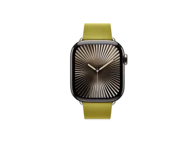 Apple Watch Series 10 GPS + Cellular Model Natural Titaniumcase Textile Modern Buckle "Chartreuse"