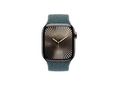 Apple Watch Series 10 GPS + Cellular Model Natural Titaniumcase Textile Braided Solo Loop "Lake Green"