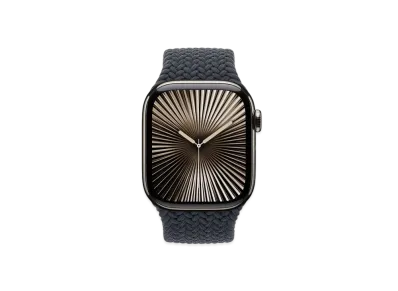 Apple Watch Series 10 GPS + Cellular Model Natural Titaniumcase Textile Braided Solo Loop "Midnight"