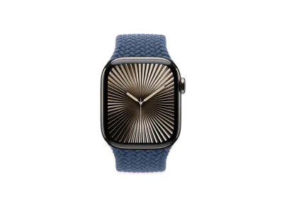 Apple Watch Series 10 GPS + Cellular Model Natural Titaniumcase Textile Braided Solo Loop "Denim"