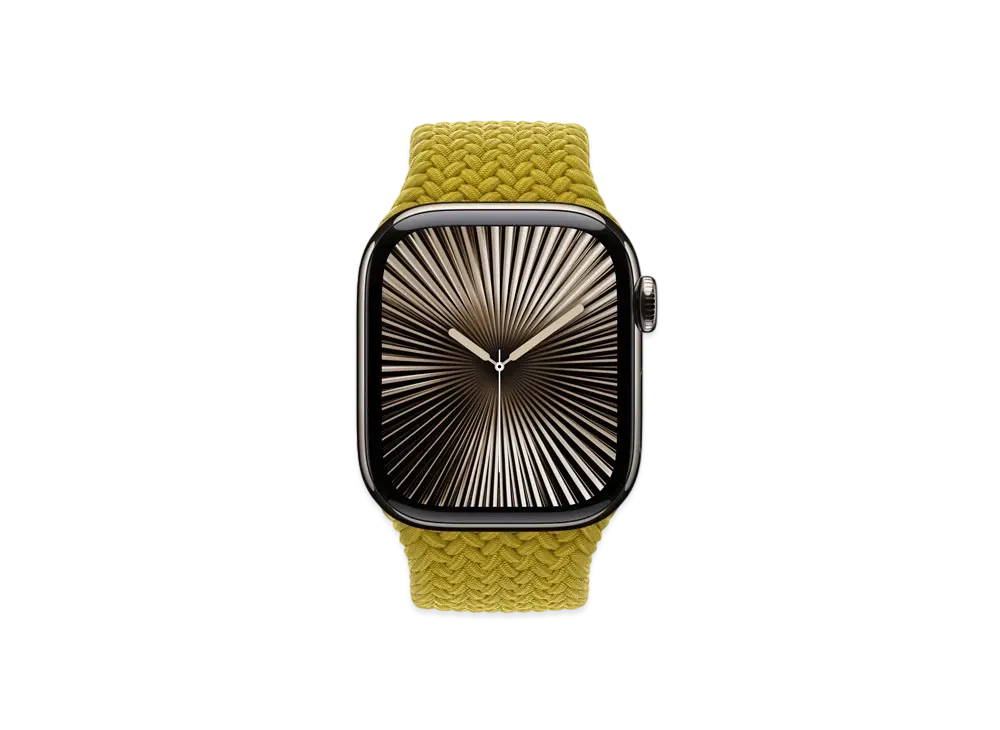 Apple Watch Series 10 GPS + Cellular Model Natural Titaniumcase Textile Braided Solo Loop "Chartreuse"