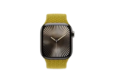 Apple Watch Series 10 GPS + Cellular Model Natural Titaniumcase Textile Braided Solo Loop "Chartreuse"