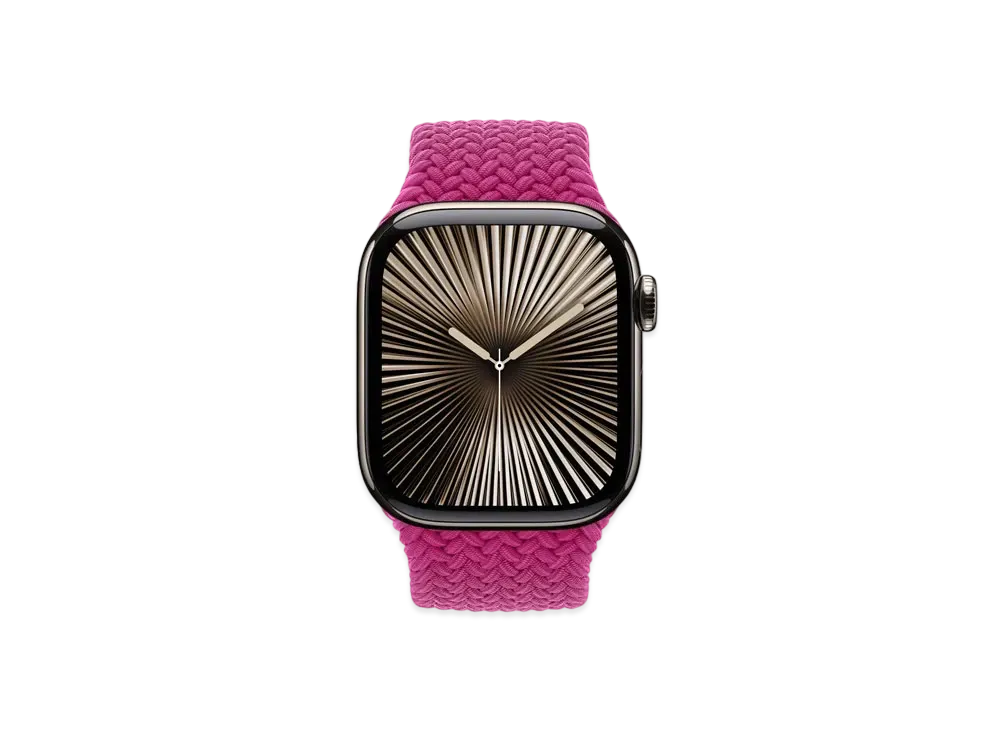 Apple Watch Series 10 GPS + Cellular Model Natural Titaniumcase Textile Braided Solo Loop "Magenta"