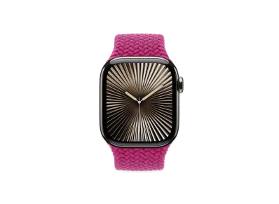 Apple Watch Series 10 GPS + Cellular Model Natural Titaniumcase Textile Braided Solo Loop "Magenta"