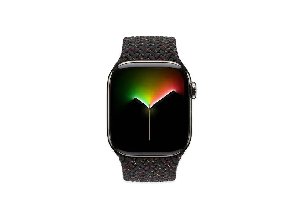 Apple Watch Series 10 GPS + Cellular Model Natural Titaniumcase Textile Braided Solo Loop "Black Unity"