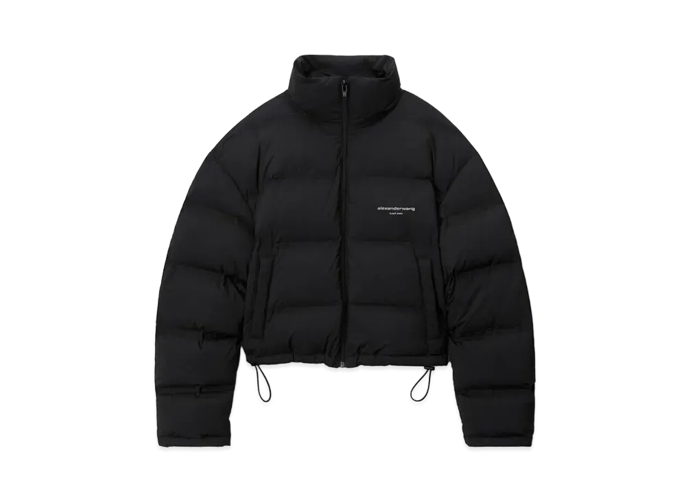 Alexander Wang Reflective Logo Cropped Puffer Coat "Black"