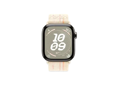 Apple Watch Series 10 GPS + Cellular Model Natural Titaniumcase Textile Nike Sports Loop "Star Light/Pink"