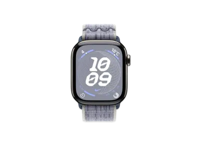 Apple Watch Series 10 GPS + Cellular Model Natural Titaniumcase Textile Nike Sports Loop "Gray/Blue"