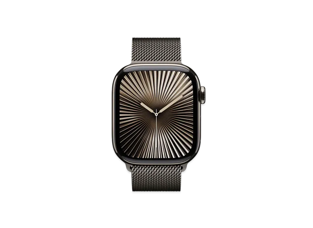 Apple Watch Series 10 GPS + Cellular Model Natural Titaniumcase Stainless Steel Milanese Loop "Slate"