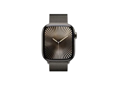 Apple Watch Series 10 GPS + Cellular Model Natural Titaniumcase Stainless Steel Milanese Loop "Slate"