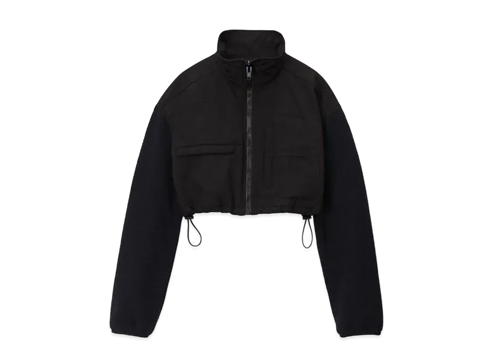 Alexander Wang Teddy Fleece Cropped Zip-Up Jacket "Black"