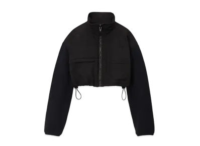 Alexander Wang Teddy Fleece Cropped Zip-Up Jacket "Black"