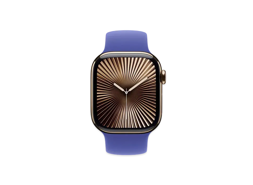 Apple Watch Series 10 GPS + Cellular Model Gold Titaniumcase Rubber Solo Loop "Ultramarine"