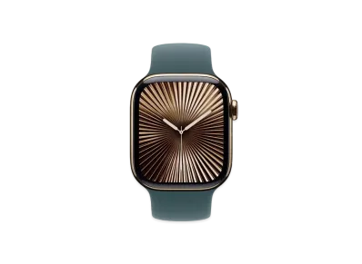 Apple Watch Series 10 GPS + Cellular Model Gold Titaniumcase Rubber Solo Loop "Lake Green"