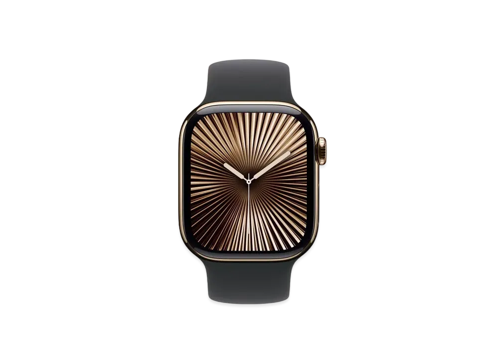 Apple Watch Series 10 GPS + Cellular Model Gold Titaniumcase Rubber Solo Loop "Black"