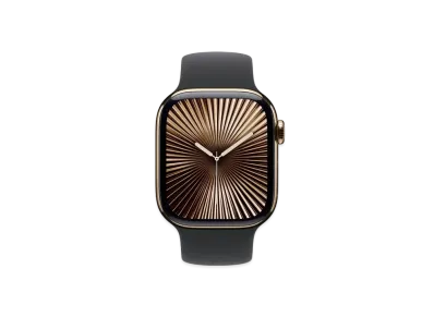 Apple Watch Series 10 GPS + Cellular Model Gold Titaniumcase Rubber Solo Loop "Black"