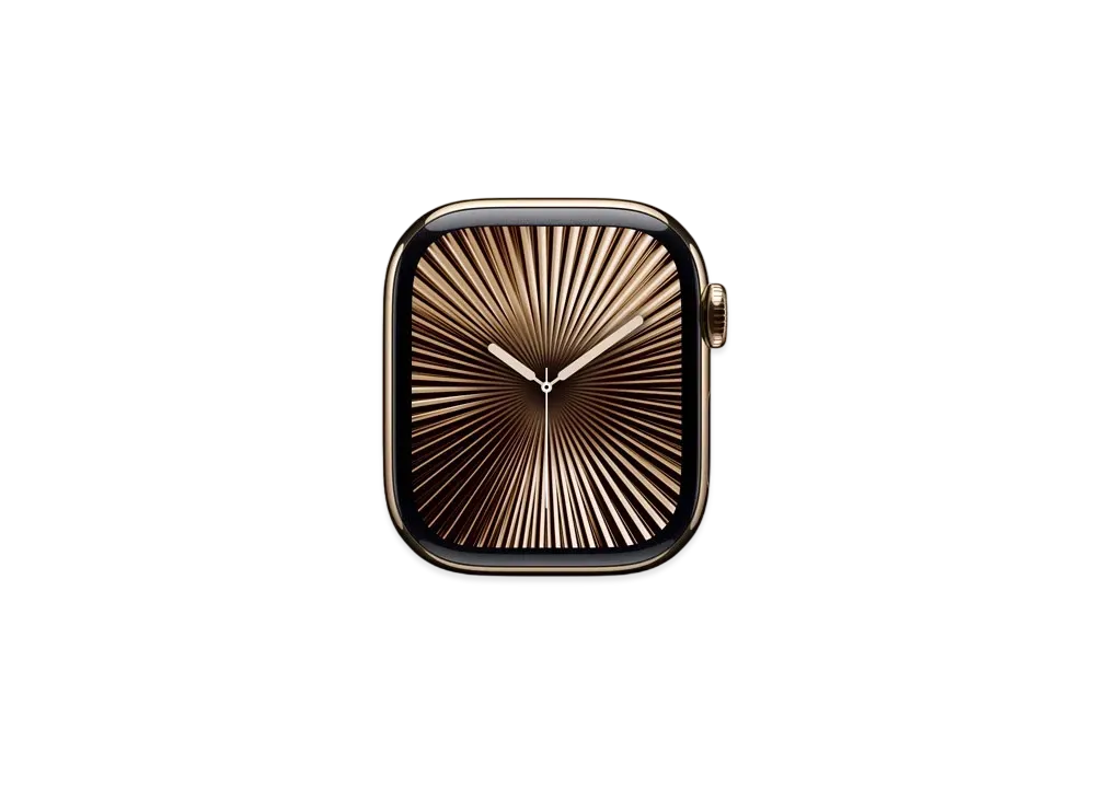 Apple Watch Series 10 GPS + Cellular Model Gold Titaniumcase Rubber Solo Loop "Light Brush"