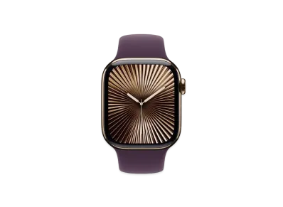 Apple Watch Series 10 GPS + Cellular Model Gold Titaniumcase Rubber Sportsband "Plum"