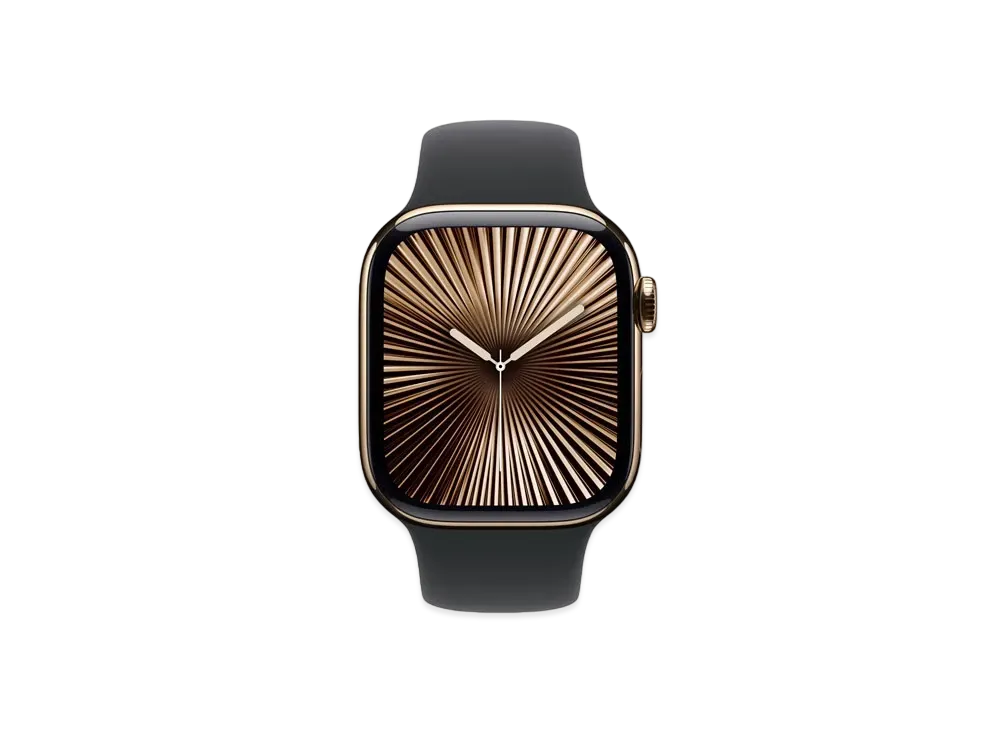 Apple Watch Series 10 GPS + Cellular Model Gold Titaniumcase Rubber Sportsband "Black"