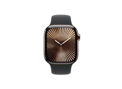 Apple Watch Series 10 GPS + Cellular Model Gold Titaniumcase Rubber Sportsband "Black"