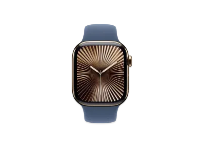 Apple Watch Series 10 GPS + Cellular Model Gold Titaniumcase Rubber Sportsband "Denim"