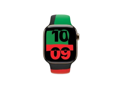Apple Watch Series 10 GPS + Cellular Model Gold Titaniumcase Rubber Sportsband "Black Unity"