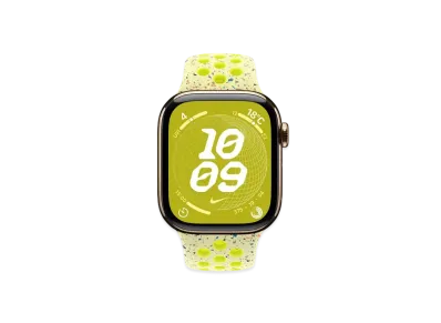 Apple Watch Series 10 GPS + Cellular Model Gold Titaniumcase Rubber Nike Sportsband "Bolt Splash"